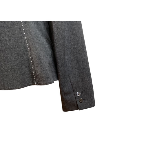 White House Black Market One button Jacket Blazer Gray Stitching Button 14 New - Picture 9 of 11
